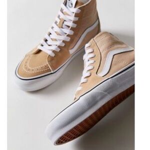 Vans High Top Sneakers in Tan and White